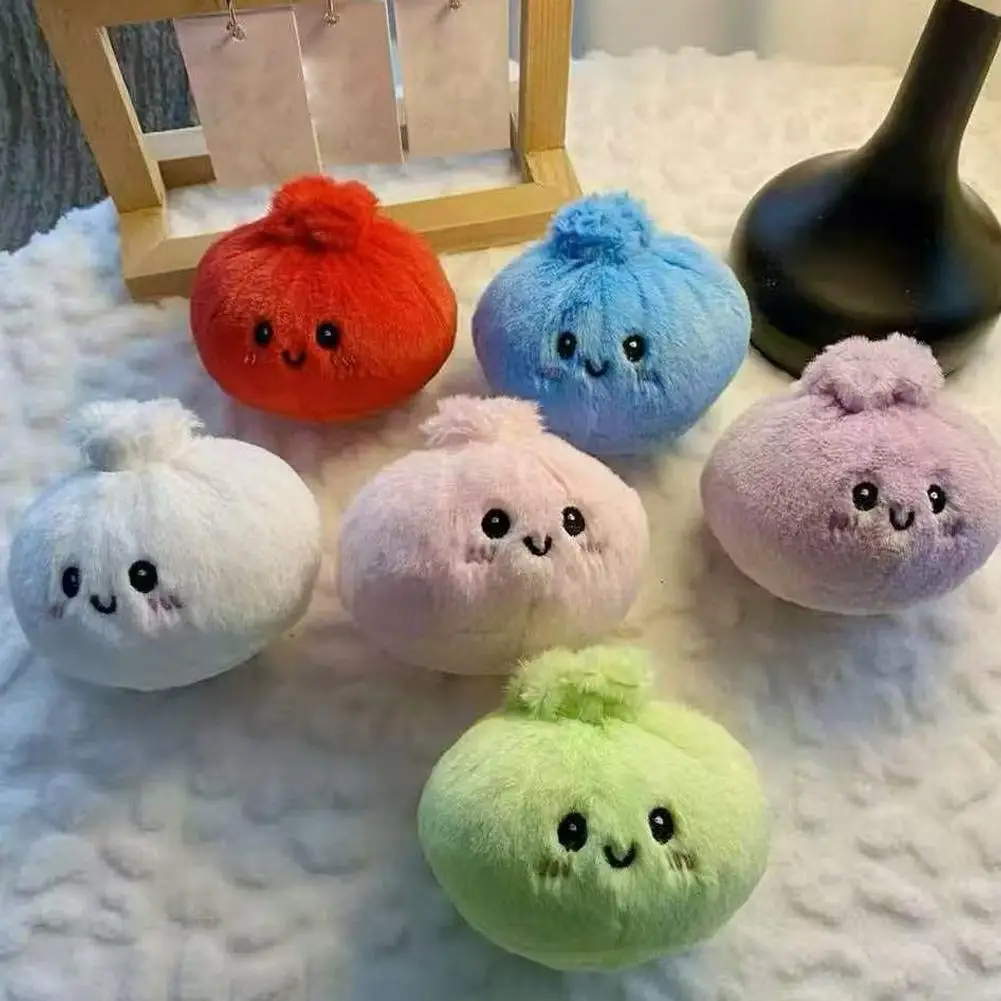Kawaii Plush Garlic Keychain Cute Baozi Keychain Fluffy Vegetable Bag Charm For Key Backpack Stuffed Doll Pendant Gift 열쇠고리