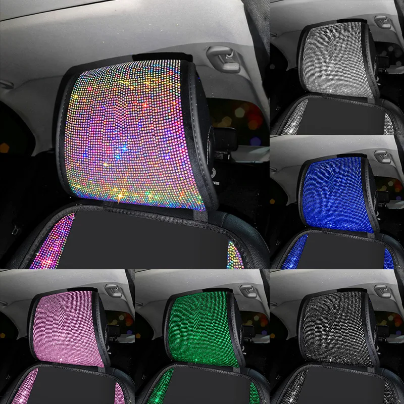 1PC Bling Car Seat Covers Universal Fit Car Head Pad Diamond Rhinestones Auto Interior Seat Headrest Cushion Accessories Women