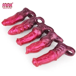 FAAK Large Silicone Fantasy Penis Sleeve With Anti-drop Ring Delay Ejaculation Size M L Cock Enlargement Sex Toys For Men