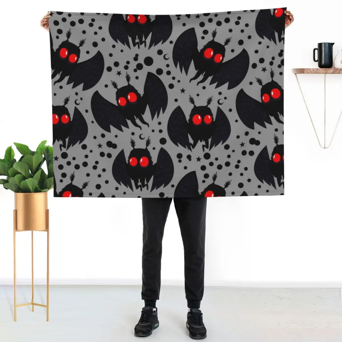 

Mothman Silver Night Throw Blanket Compact Warm Blanket for Car Road Trip
