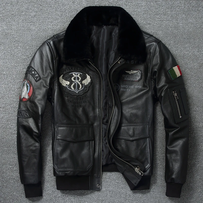 

Real Leather Cotton Coat Winter Warm Genuine Cowhide Coats Male Casual Men's Leather Jacket Fashion Clothes Chaqueta