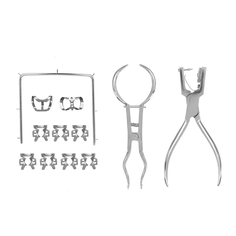 1 Set Dentistry Dam Hole Puncher Set With Leather Bag Pliers For Dentist Perforator Rubber Orthodontic Dental Tools Dam Clip