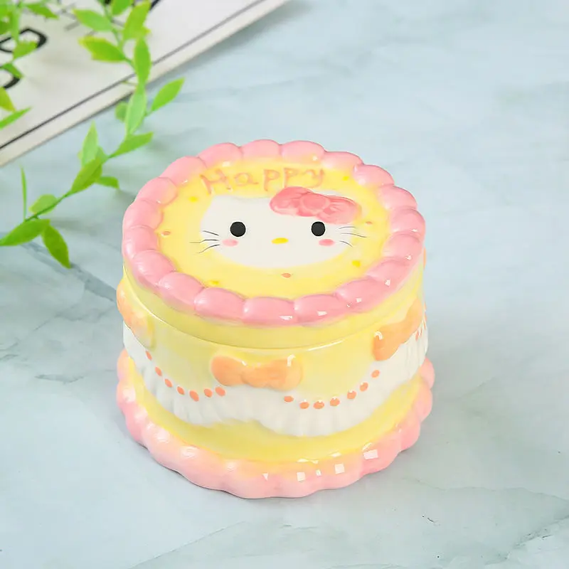 sanrio cartoon ceramic cake storage jar Hello Kitty cute home decoration ornaments creativity cookie candy storage box  gift