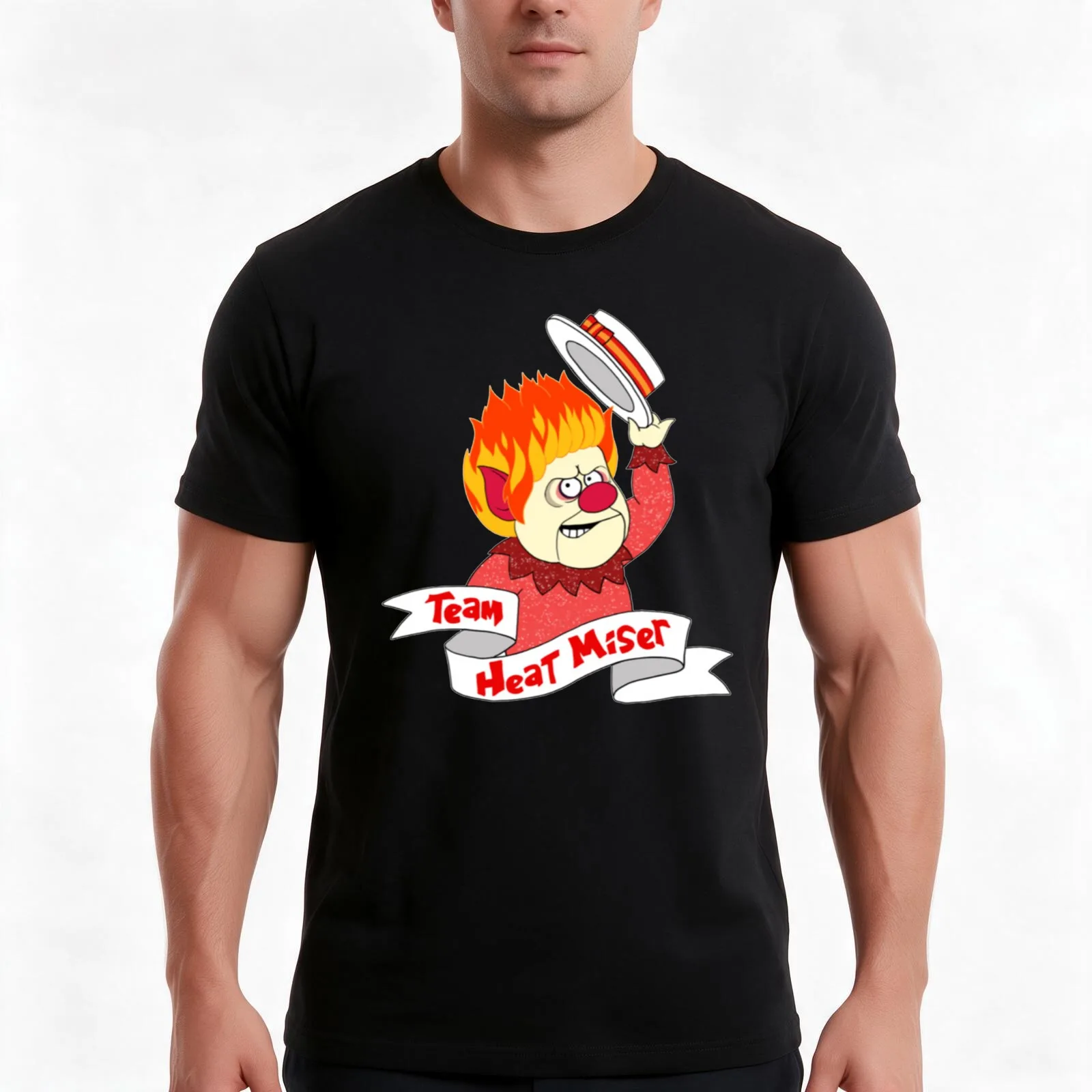 heat miser T-Shirt, Summer Casual Cotton Tee, Oversized Streetwear Tops, Vintage Graphic Print, Loose Fit Short Sleeve