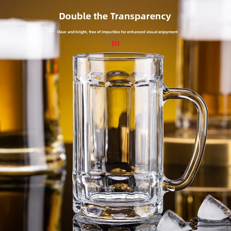 

Thickened Glass Beer Cup Set Home Use Handle Water Drinking Cup Lead-Free Large Capacity Transparent Pilsner Beer Glass