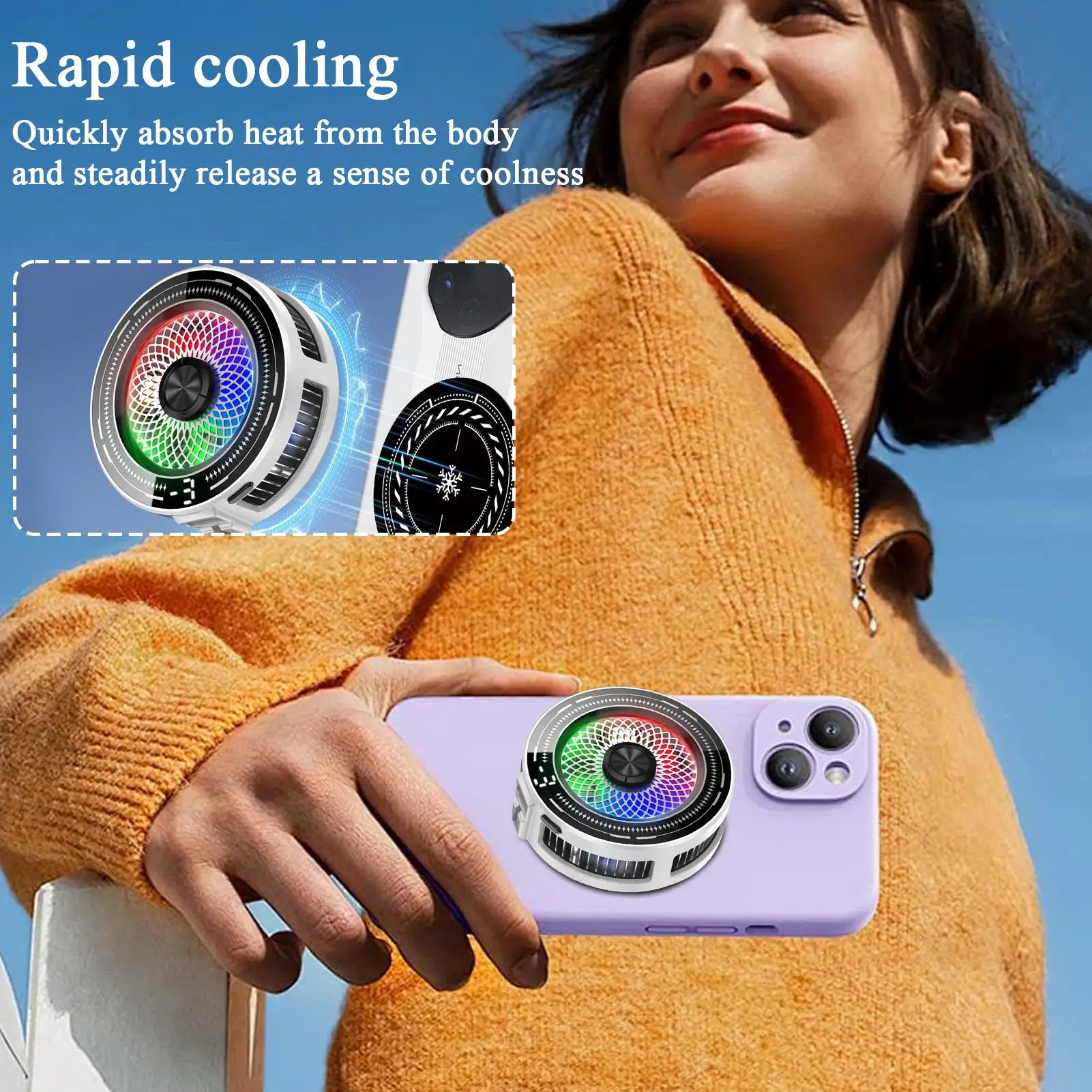 Magnetic Phone Cooler 3 Levels Temperature Control Clip 3 Levels Temperature Control Wireless Phone Cooler With Screen For