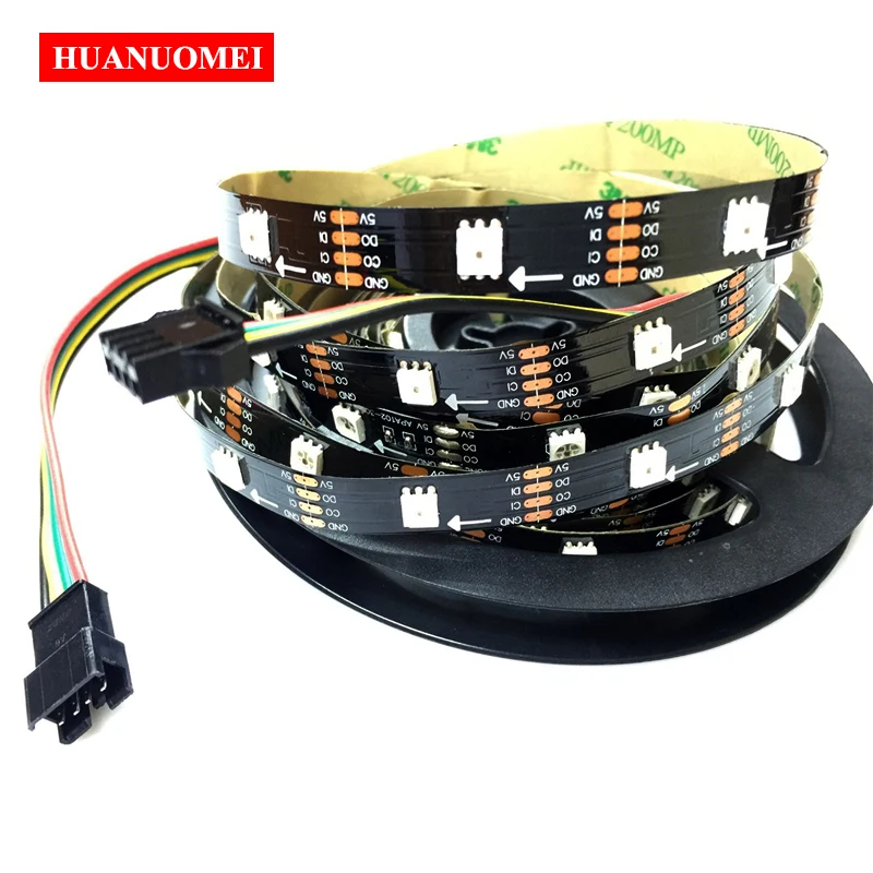 5V 32Pixels/M APA107 Individually Addressable RGB LED Strip Lights 5050 SMD Pixel Full Color Tape Non-waterproof IP20 BLACK PCB