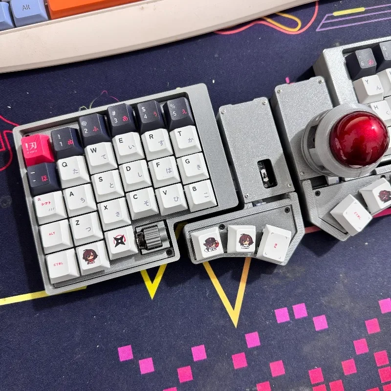 CCK-BALL Trackball Keyboard with Scroll Wheel ZMK Powered Adjustable Angle Ergonomic Design Custom Wireless Split Keyboard