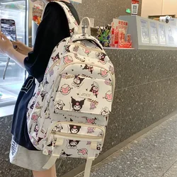 New Kuromi Schoolbag Sanrio Kawaii Anime Backpack Girl Heart Cute Cartoon Printing Large Capacity Bag Comfortable Gift for Kids