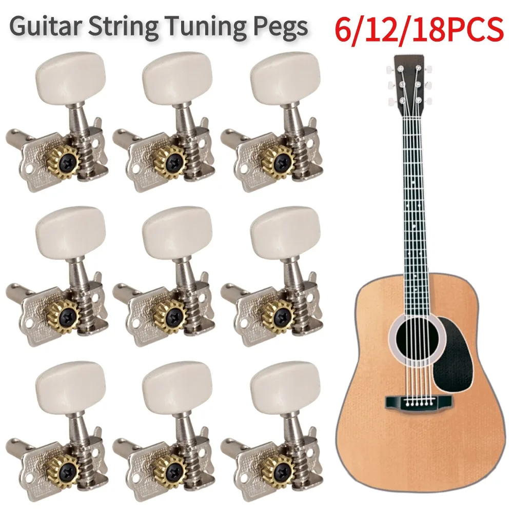 6/12/18PCS Guitar String Tuning Pegs Tuner Heads for Electric Guitar Folk Acoustic Guitar Tuning Pegs 3L 3R Open String Button