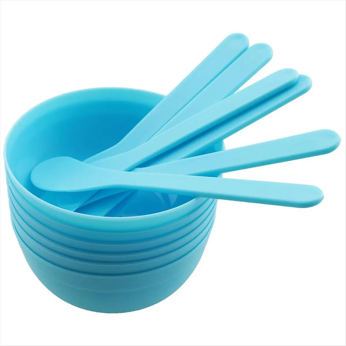 HITL 6PCS Blue DIY Glue Mixing Bowl Set with Spoons for Slime , PP Plastic, Reusable Mixing Bowls