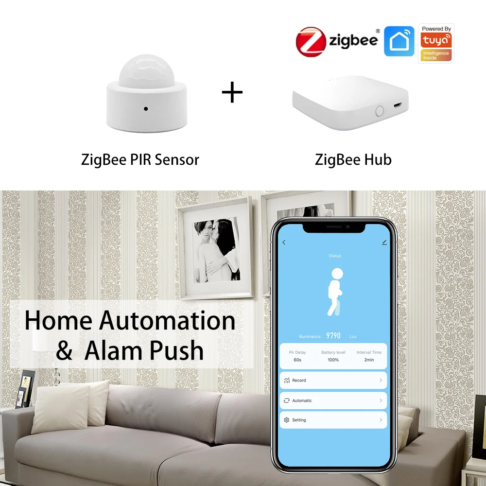 ZigBee PIR Motion Sensor IR Automation Infrared Human Body Detector with Illuminance Wireless Security Mini Tuya Smart Life Home