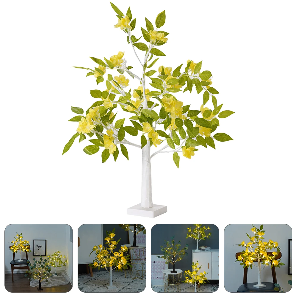 Simulated Wisteria Flower Tree Lamp Desktop Light Table Bedside Nightstand Decorative LED Shape Lights