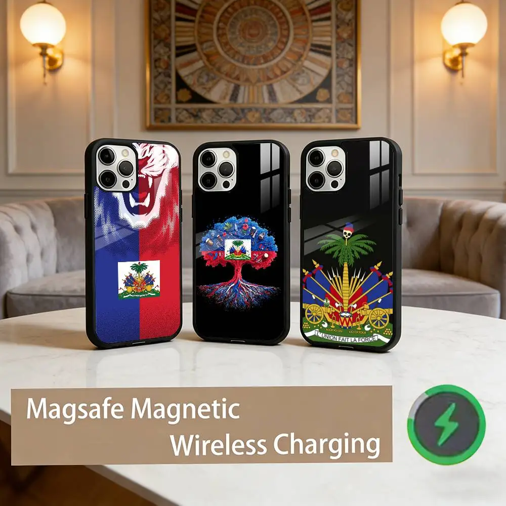 

Flag of Haiti Haitian Phone Case For iPhone17,16,15,14,13,12,11 Plus,Pro Max Magnetic For Magsafe Wireless Charging