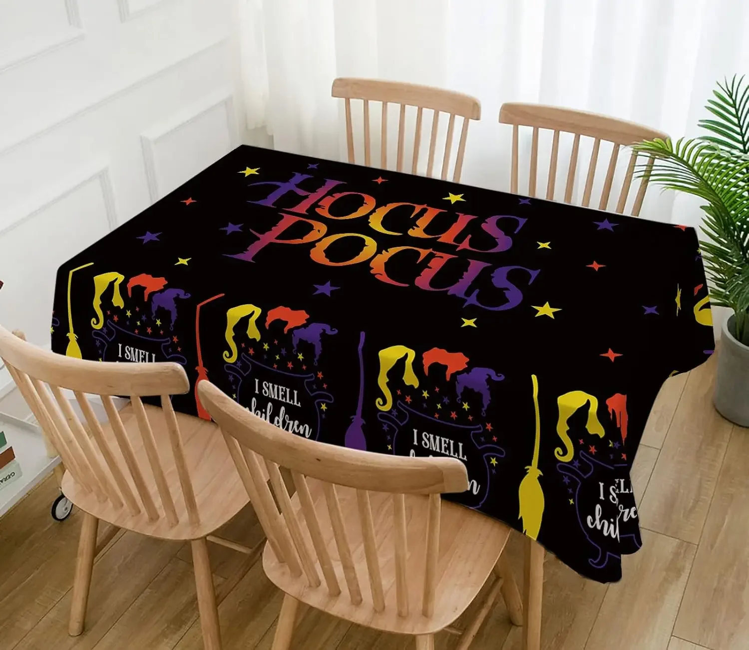 Halloween Hocus Pocus Rectangle Tablecloth Party Decor Waterproof Sanderson Sisters Dining Table Covers Halloween Decorations