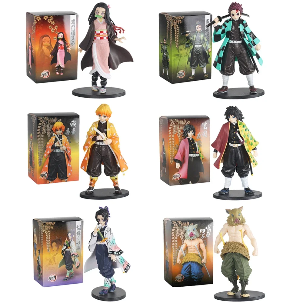 Demon Slayer Rui Kimetsu no Yaiba Nezuko Kyoujurou Tanjirou Inosuke Shinobu Zenitsu Action Figure Anime Figurine Toys 6pcs/set