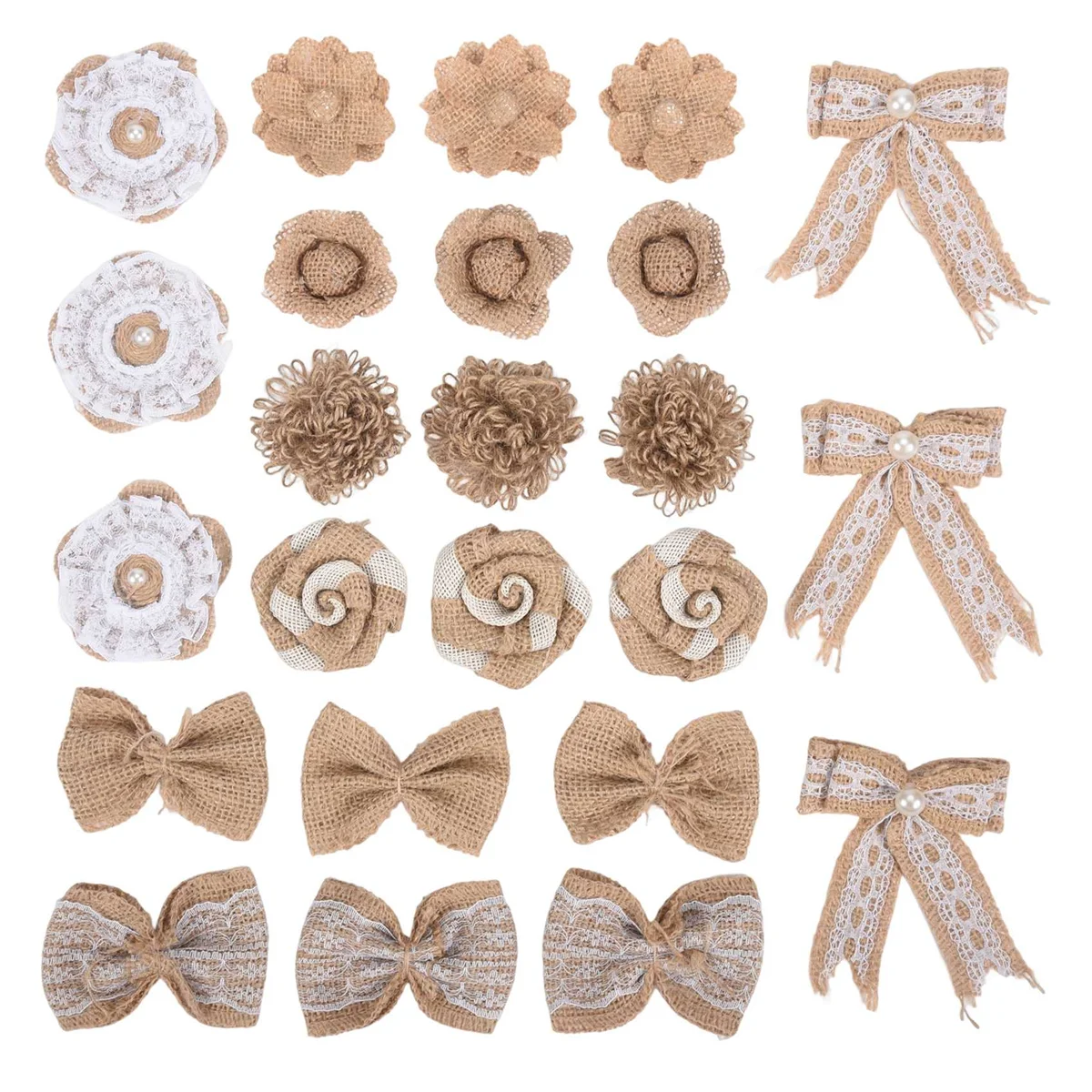 

24Pcs in 1 Set Burlap Flower Vintage Handmade Linen Materials Flower Decoration for Wedding Christmas DIY