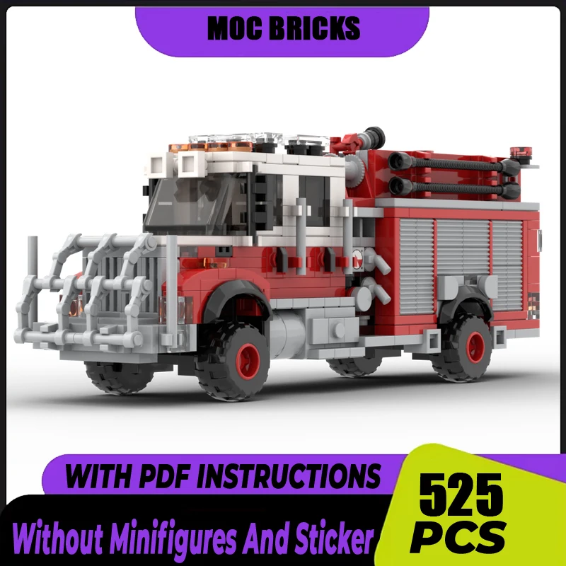 Fire Fighting Vehicle Moc Building Blocks 4x4 Brush Fire Engine Model Technology Brick DIY Assembly Construction Toy HolidayGift