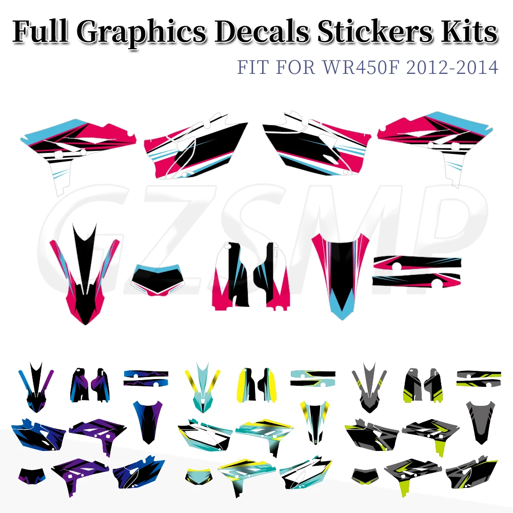 

Motocross Fairing Deco Decals Graphic Background Sticker Kit Fit for Yamaha WR450F WR 450F 2012 -2015 2013 2014