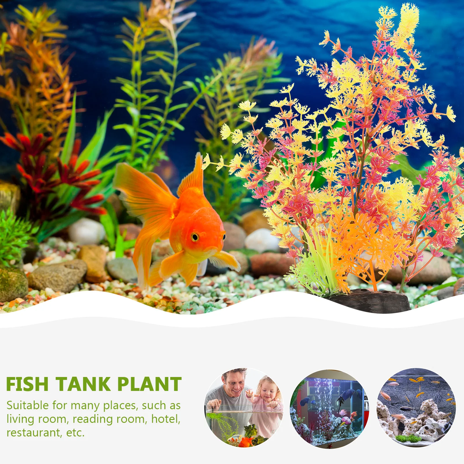 

2 Pcs Plastic Aquarium Plants for Fish Tank Decor Small Medium Betta Turtle Accessories Vivid Colored Hiding Place Easy to Use