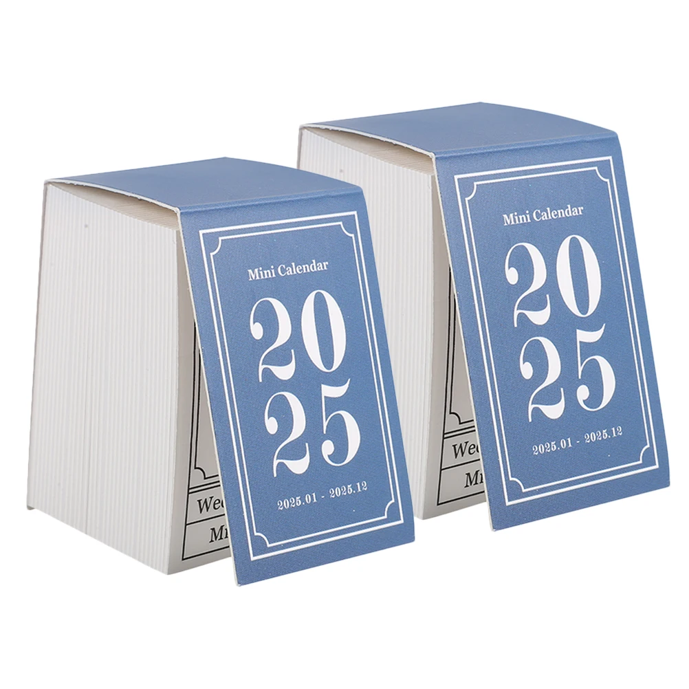 

2 Pcs Mini Calendar Desk Calendars Classroom Cute Boho Flip Daily Tearable Teacher Thick Material Clear Printing Desk Flip