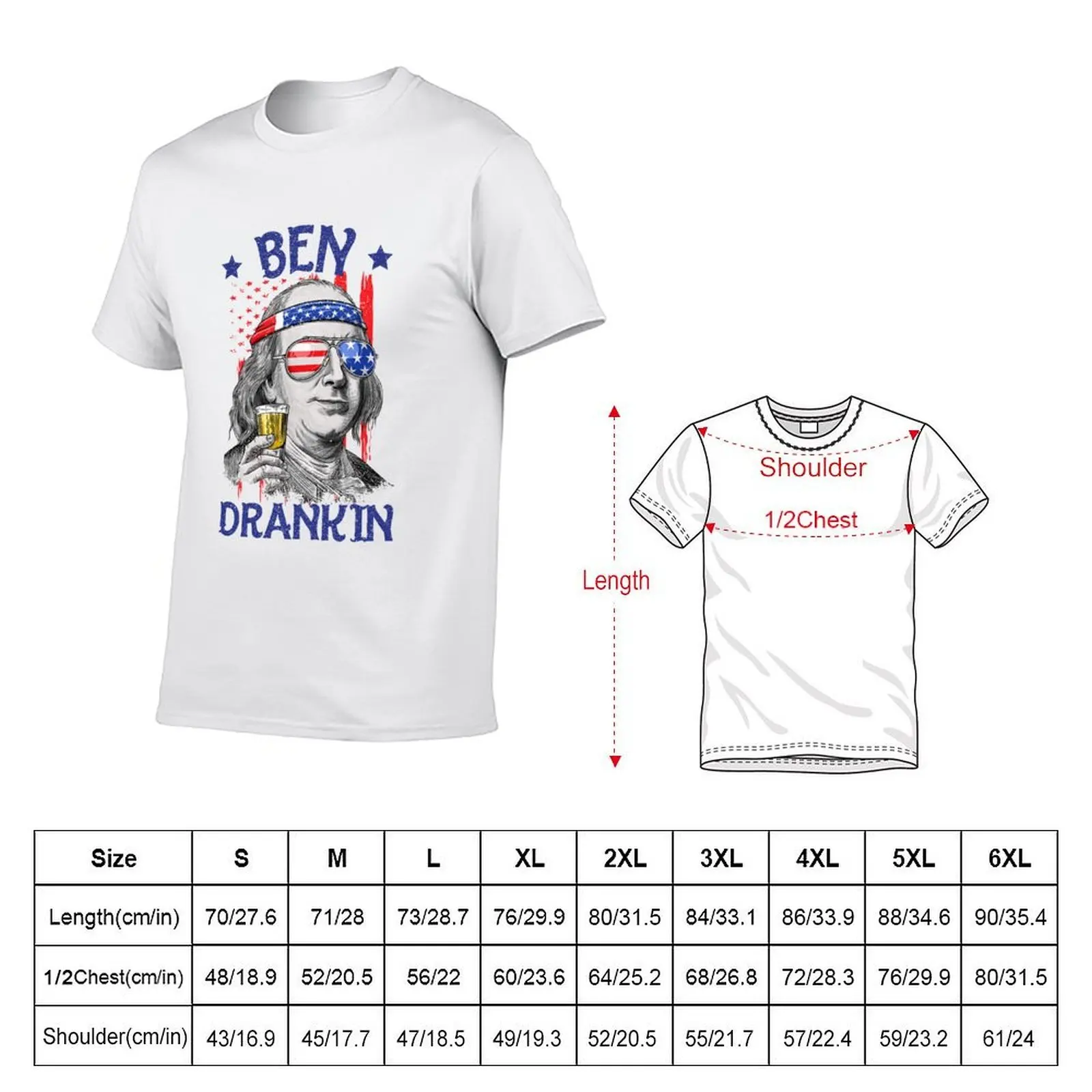 Ben Drankin USA Flag 4th Of July Patriot T-Shirt cotton tshirt 100% t shirts with prints t shirts for man graphic funny T-shirt