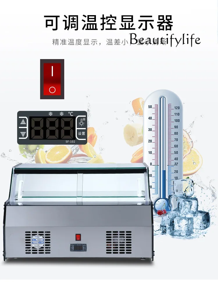 Desktop front and rear door double-layer refrigerated display cabinet commercial food freezer