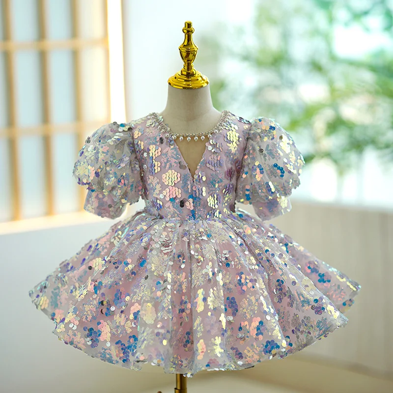 Little Host Plays Piano With Flower Puffy Skirt For Girls Dress Light Luxury Niche High-End Children'S Birthday Princess Skirt