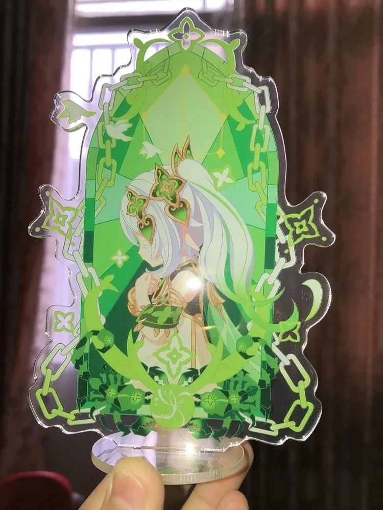 Dōjin Works Genshin تأثير النوافذ الملونة 15 سنتيمتر الاكريليك حامل الشكل البلاستيكية الدائمة نموذج لوحة زخارف مكتب الدائمة علامة المشجعين هدية