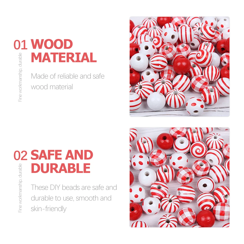 

140 Pcs Jewelry Wooden Bead Accessories Craft Beads Decorative Thread Making Bulk Red Supplies