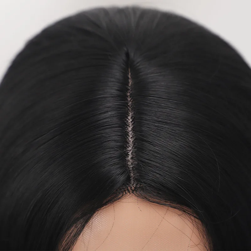 20 inch Loose Wave Lace Front Wig Synthetic Natural Black Hair Extension Doria Long Curly Easy Wear White Cosplay Wigs For Women - Image 4