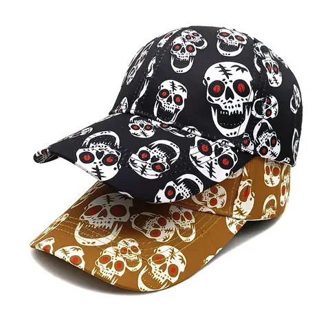 Cool Skull Print Baseball Cap Unisex Hip Hop Streetwear Adjustable Sun Hat for Halloween Outdoor Sport Daily Decoration Festival
