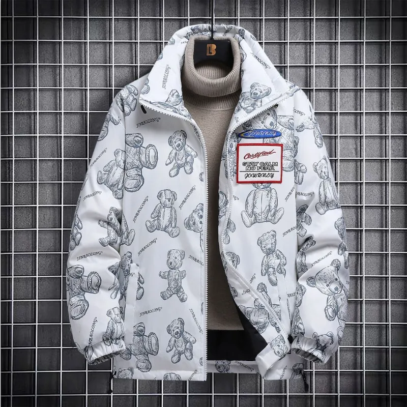 New Winter Men Anime Printing Casual Duck Down Coats Unisex Couple Down Jackets Good Quality Male Warm Winter Coats Size 3XL