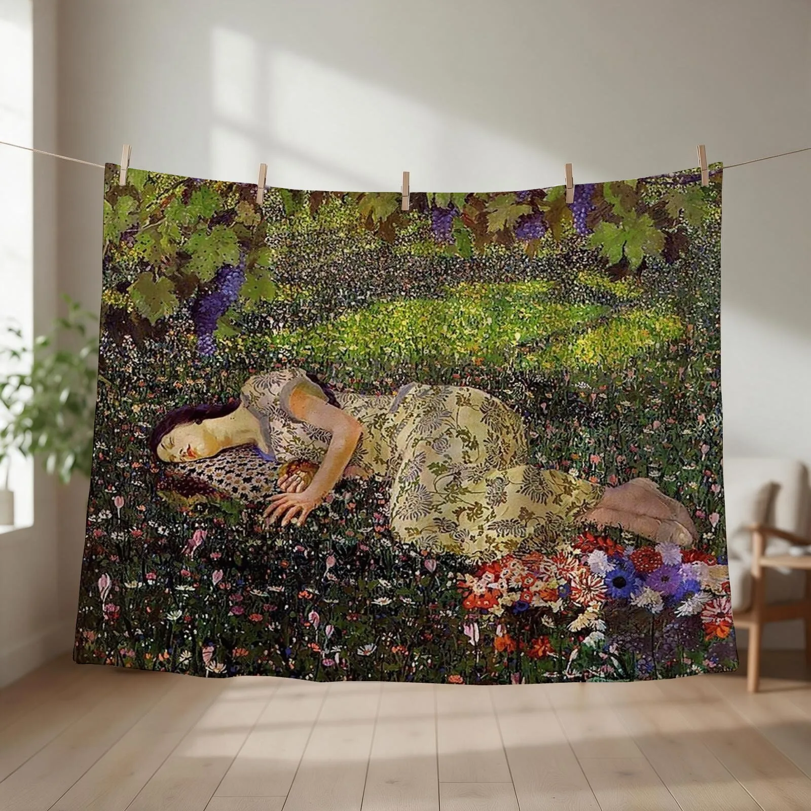 Dreaming of Pomegranates - Felice Casorati Throw Blanket Bed Fashionable Luxury Designer Blankets For Sofas Sofas Blankets