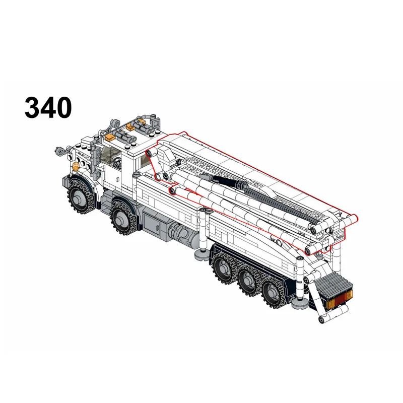 

MOC-87968 Новый белый транспортный бетононасос, грузовик, строительные блоки, модель 1088 деталейMOC, креативный строительный блок для мальчиков и детей, игрушка