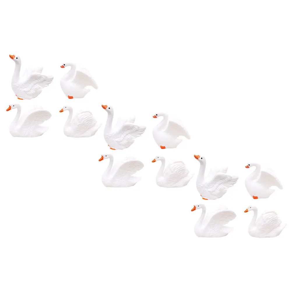 

12Pcs Compact Resin Swan Decorations Adorable Garden Statue Desktop Lawn Ornament Swan Ornament Courtyard Accessory