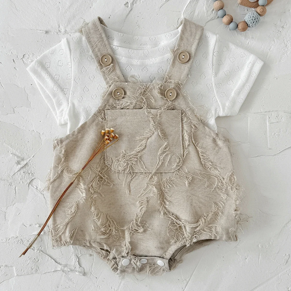 Conjunto de mono de verano para bebés recién nacidos, niños y niñas, mono marrón de manga corta, ropa informal de verano para bebés y niñas