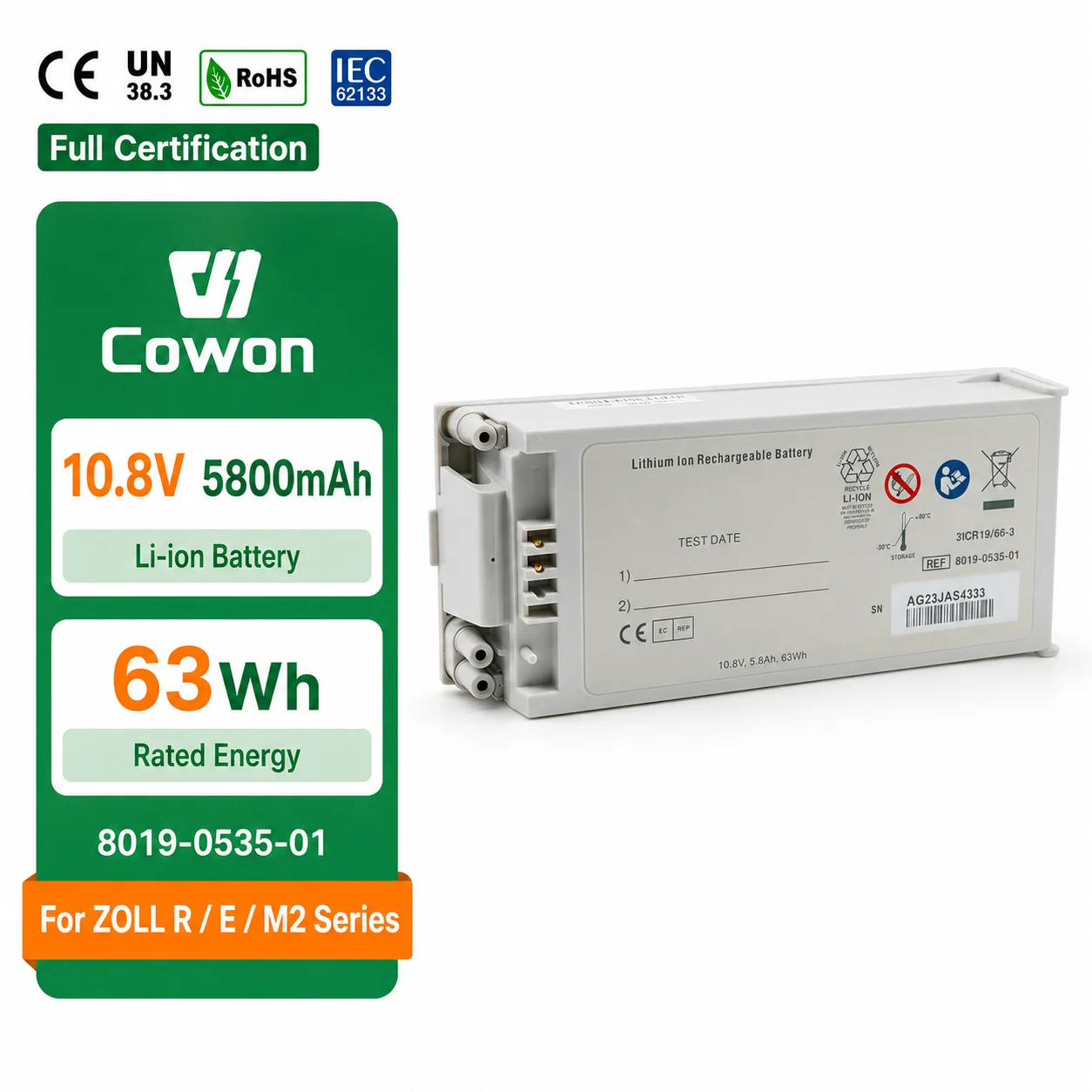 Lithium Ion 10.8V 5800mAh Replacement 8019-0535-01 Li-ion Defib.rillator Medi.cal Battery for Zo.ll R E M2 Series