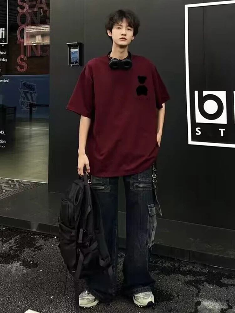 

Хлопковая футболка Heavyweight 320 г. Мужская ort Sve k Red f Sve Summer Faionable Повседневная круглая футболка Ne для высоких...