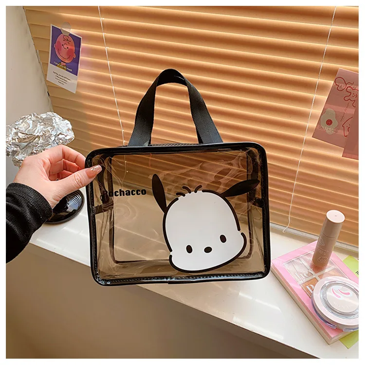 Sanrio Cinnamoroll Kuromi Mymelody kawaii Anime Cartoon PVC Transparent Cosmetic Bag Toiletries Organizer Waterproof Storage