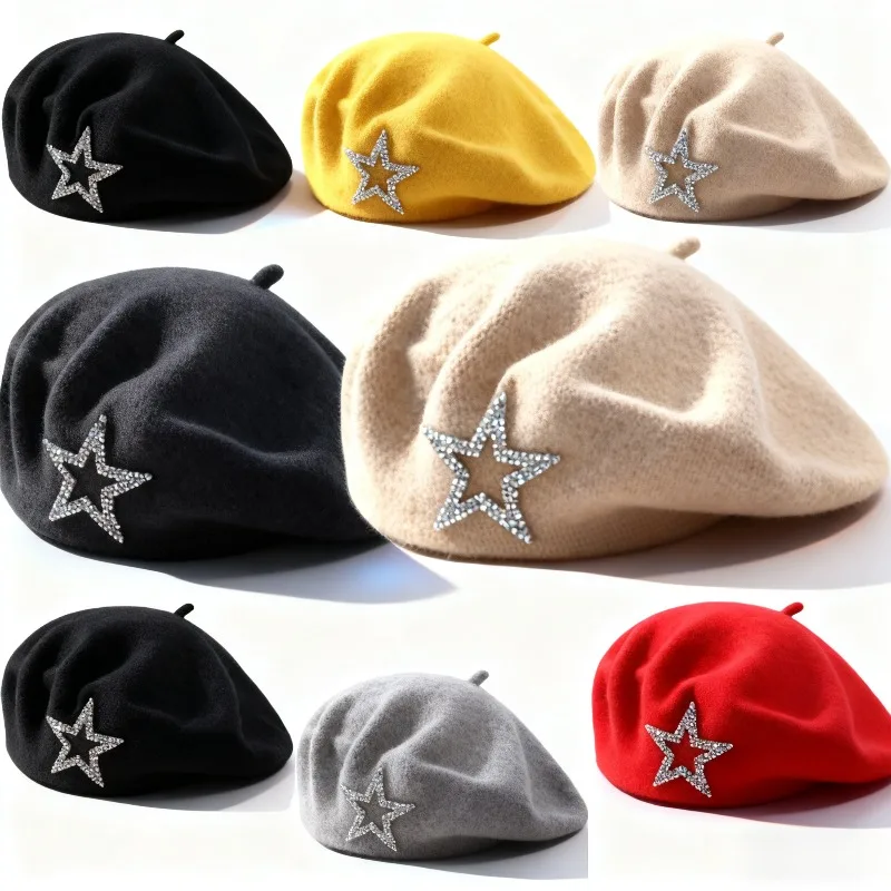 قبعة على شكل نجمة خماسية بلون سادة، رائعة ودافئة، متعددة الاستخدامات وعملية