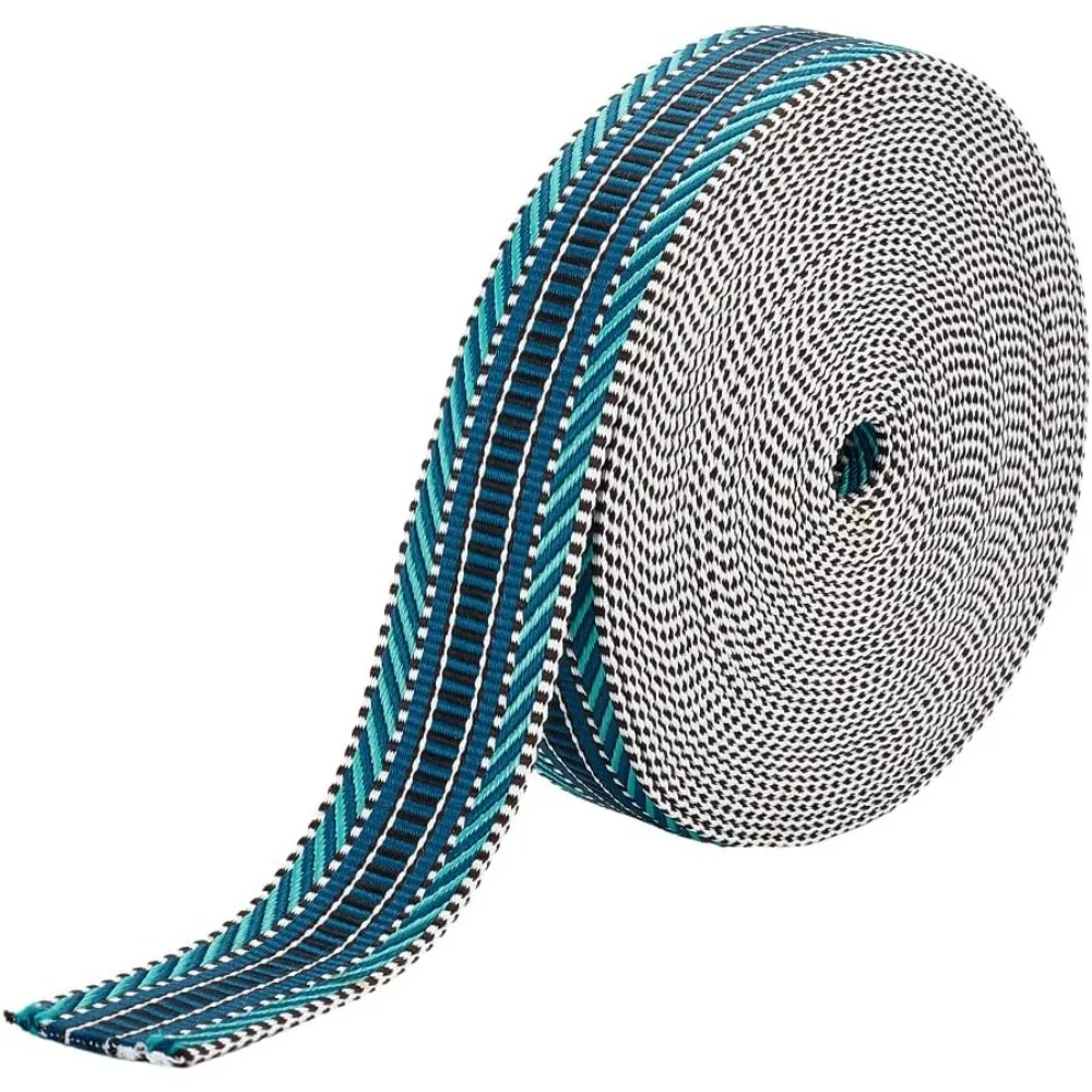 10Yards Turquoise Jacquard Polyester Webbing 1-1/2 Inch Webbing Polyester Canvas Stripe Pattern Nylon Webbing Flat