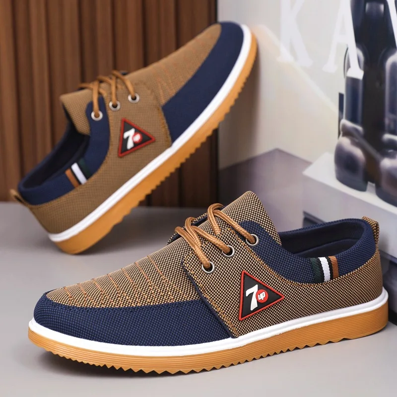 

New Shoes for Men Summer Breathable Canvas Shoes Fashion Outdoor Casual Shoe Lace Up Vulcanize Shoe Men Oxford Flats Men Shoes