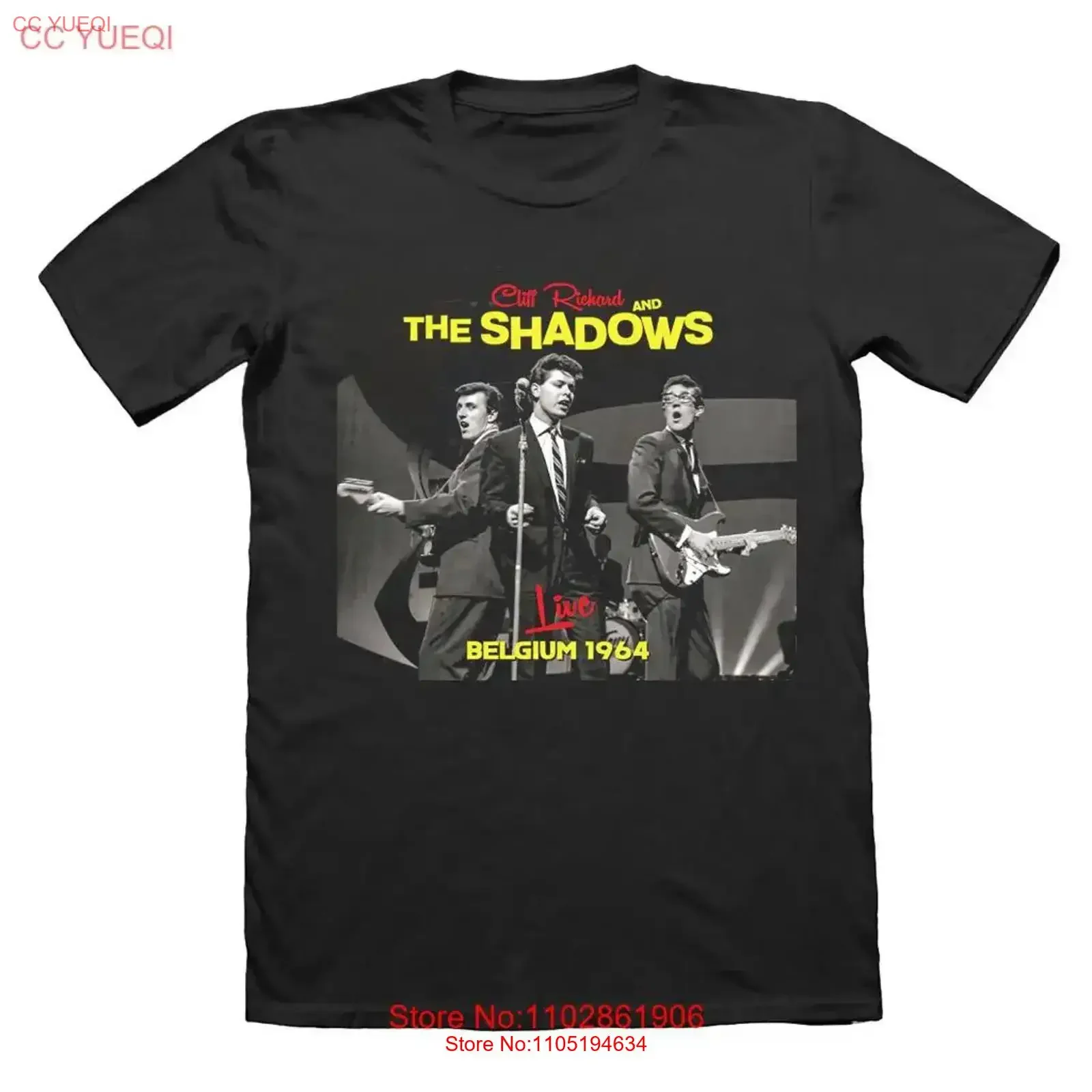 Cliff Richard and The Shadows Live Belgium 1964 Full Size Black T Shirt BL169 vintage Washed Casual Slightly graphic