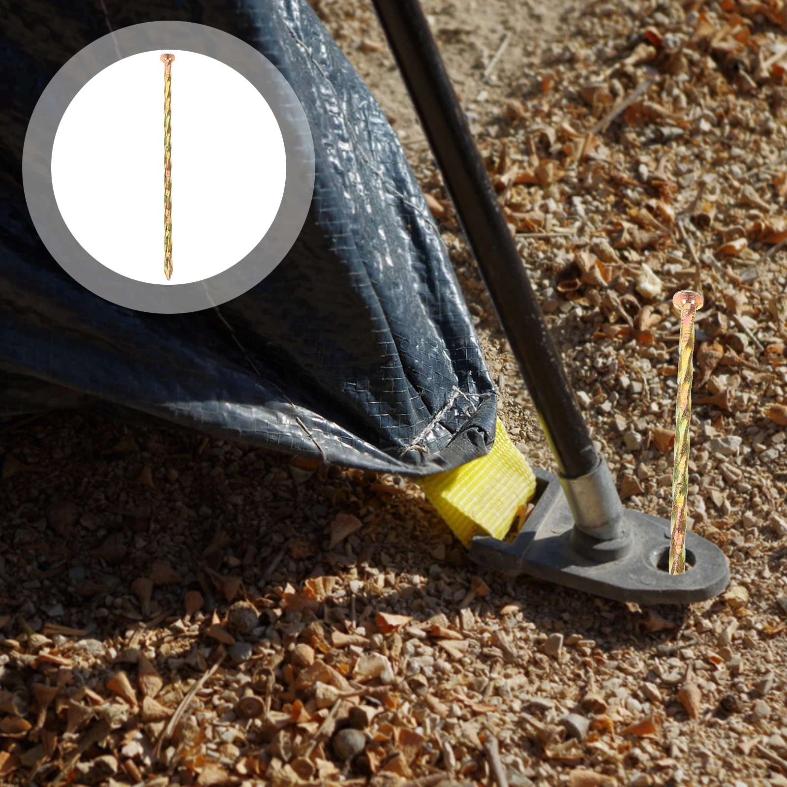

10pcs Metal Landscape Piles Carbon Steel Garden Edging Turf Anchors Camping Spiral Stakes Artificial Grass 5 Inch Durable Tools