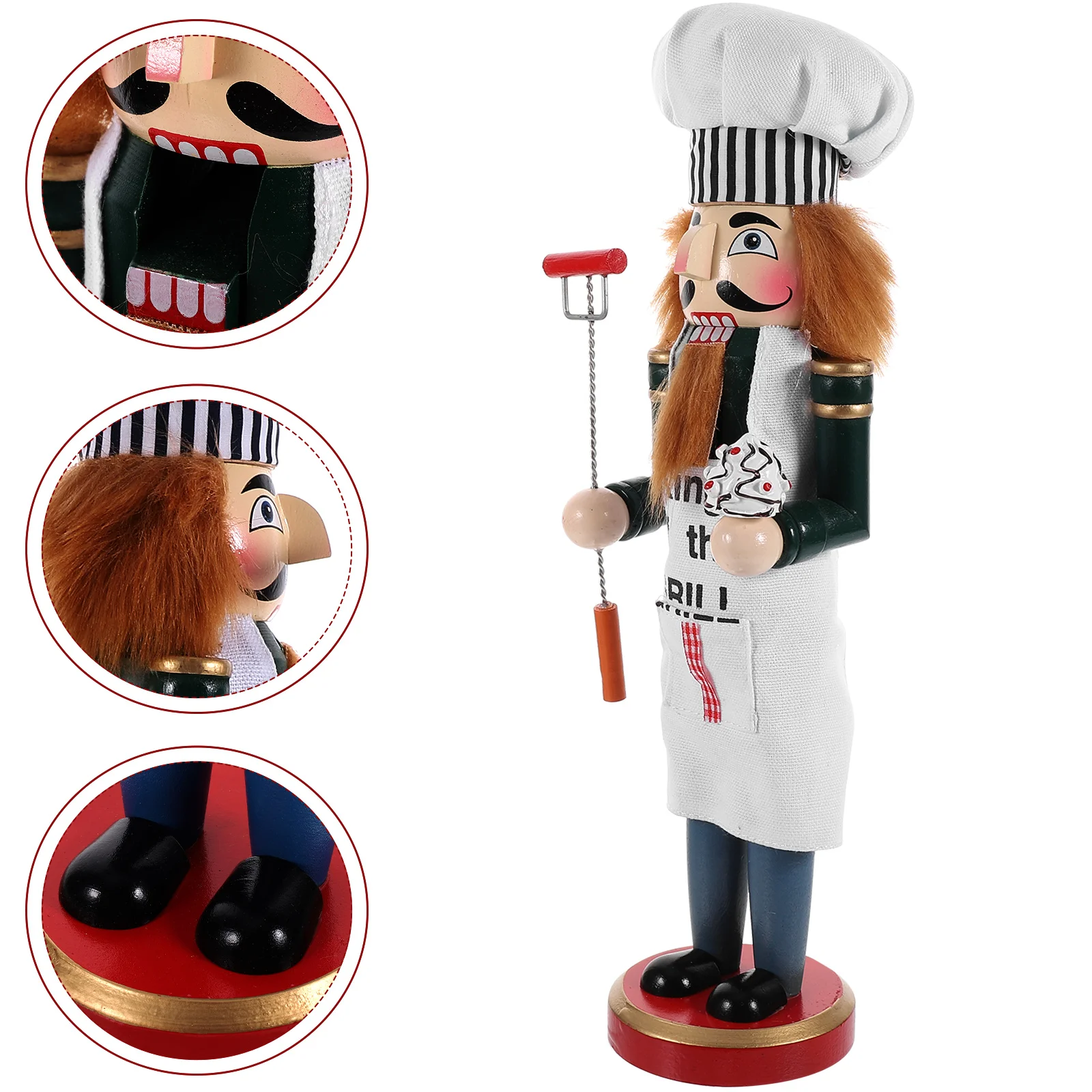 

1pc 38CM Christmas Chef Nutcracker Ornament Wooden Figure Home Kitchen Car Decor Christmas Nutcrackers Gifts Small Figurines