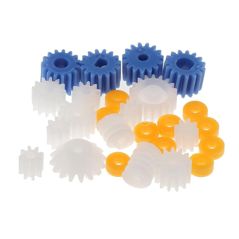 26Pcs Plastic Spindle Gears Set Haft Motor Gearbox DIY Parts Reduction Gear Toothed Wheels Gears DIY Motor Gear Toy Accessories