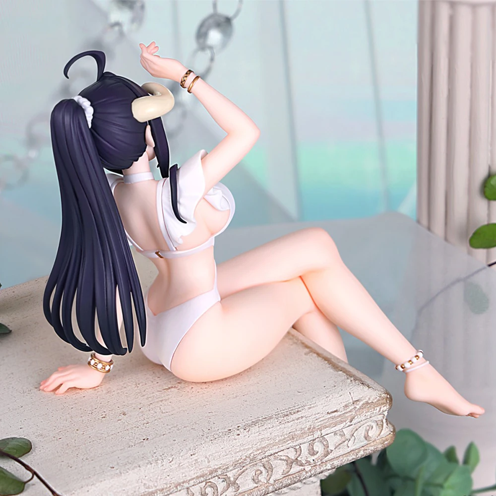 16CM Albedo Anime rysunek seksowna dziewczyna pcv figurka makaron siedząca pose biały mundur figurka modele kolekcja ozdoby prezent