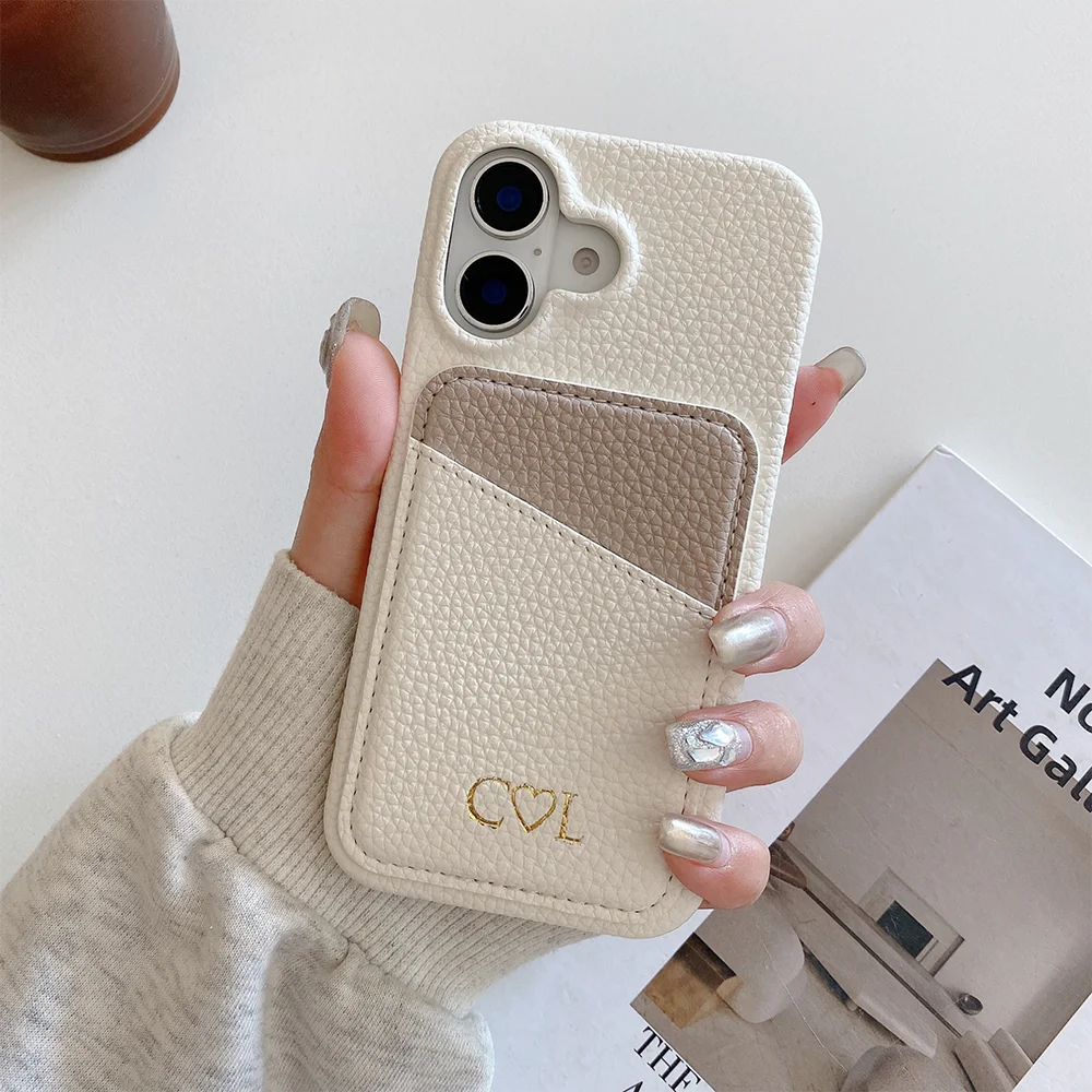 

Personalized Leather Phone Case for iPhone Name Letter Engraving Case iPhone16Pro Max 15 13 14ProMax 16Plus 13Pro 13 12 11