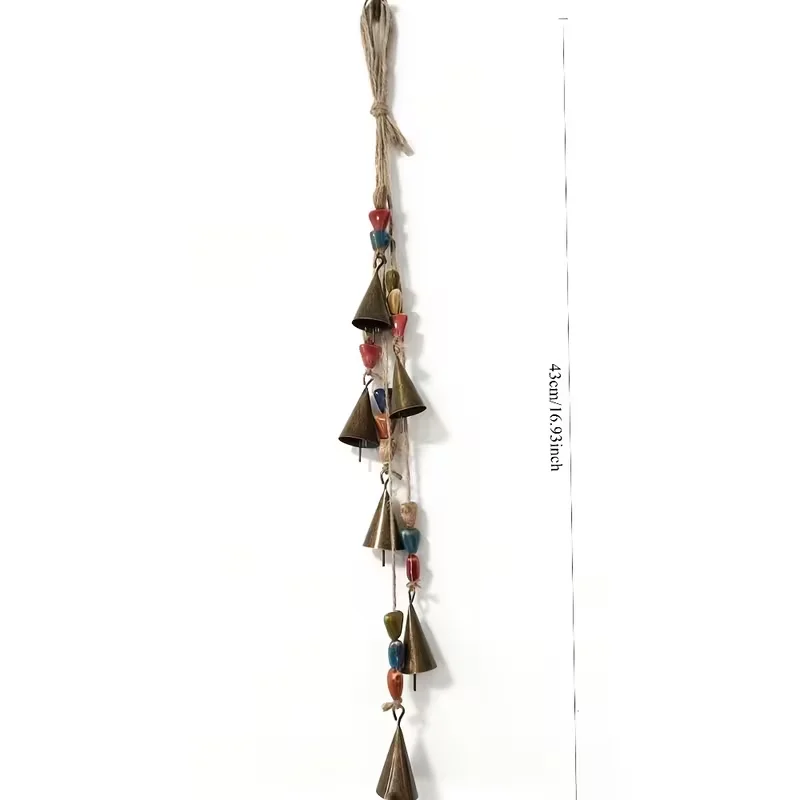 Triangular Colorful Ceramic Bead Decorative Bell, Ceramic Bead Bell, Home Decor, Pendant, Decorative Bell